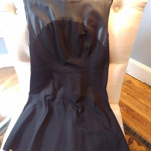 New Leather trimmed Black Jersey Knit Dress